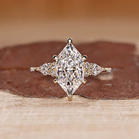 Dutch Marquise Cut Lab Grown Diamond Side Stone Style Ring 1 - 3 CT