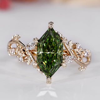 Dutch marquise diamond ring green cluster art deco.