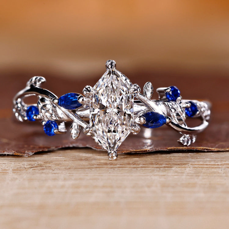 Dutch marquise diamond ring nature cluster filigree.