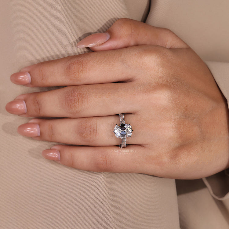 Cushion Old Mine Cut Ring elegant solitaire design.
