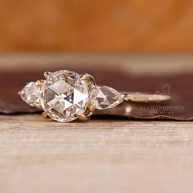 IGI certified lab diamond rose cut ring in AU.