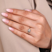 Handmade Cushion Old European Cut Ring four claw prong style.