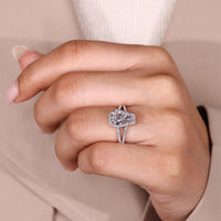 Coffin diamond ring round diamonds pave style.