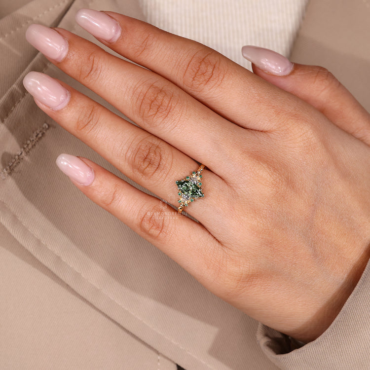 IGI certified marquise diamond ring cluster setting.
