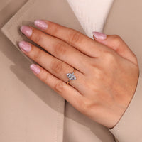 Marquise diamond ring six claw prong tapered shank.
