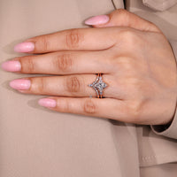V shaped wedding band with marquise and round diamonds.