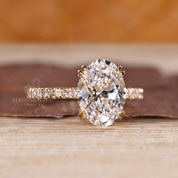 IGI certified hidden halo oval diamond ring.