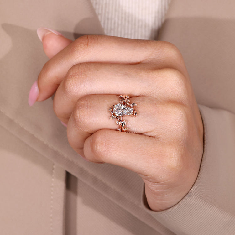 Coffin cut diamond ring IGI certified solitaire.