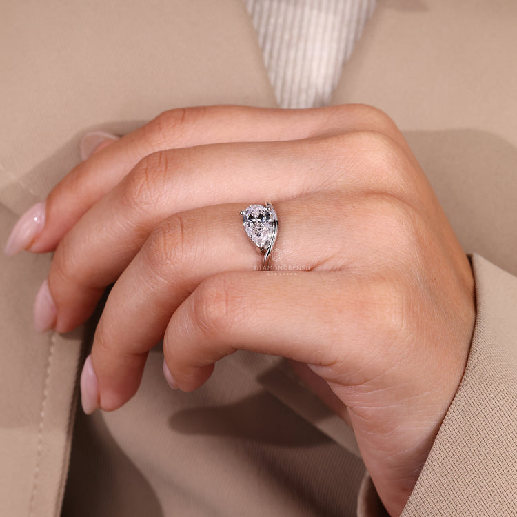 IGI certified handmade pear diamond ring.