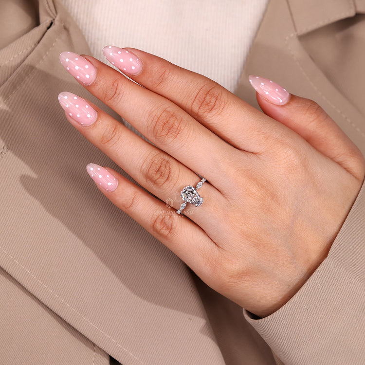 Coffin cut diamond ring IGI certified pave.