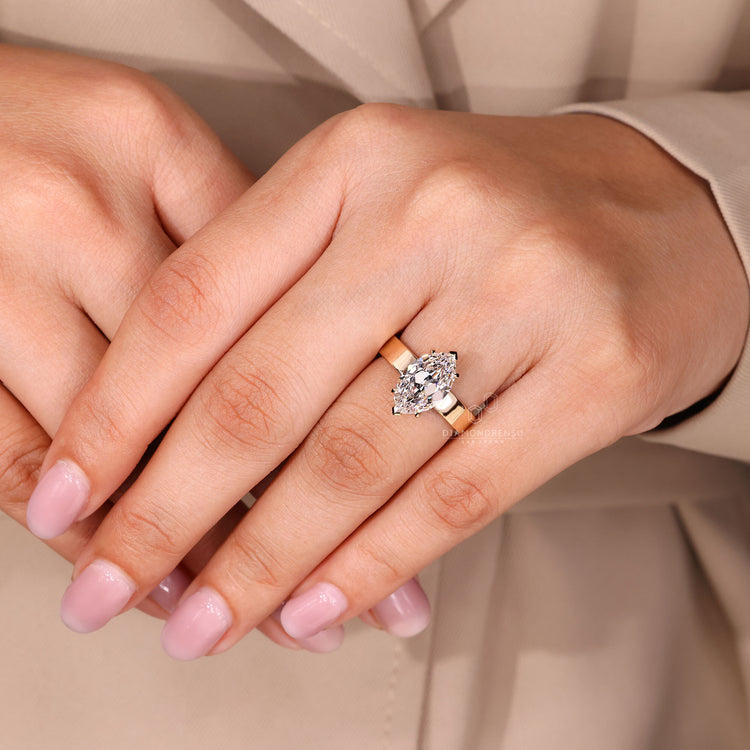 Marquise old European cut diamond solitaire ring.