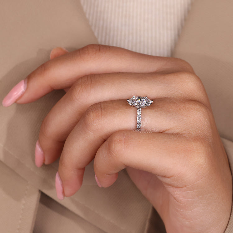 Designer marquise cut engagement ring style.