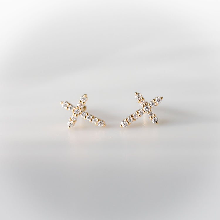 Cross Lab-Grown Diamond + Solid Gold Stud Earrings