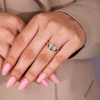 Minimalist oval cut lab diamond solitaire on sculpted wave band