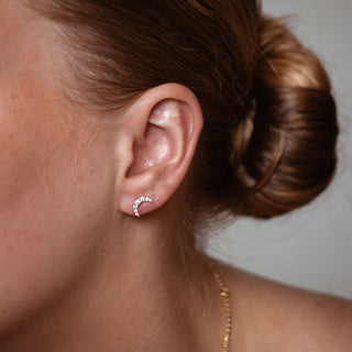 Crescent Moon Lab-Grown Diamond Stud + Solid Gold Earrings