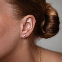 Crescent Moon Lab-Grown Diamond Stud + Solid Gold Earrings