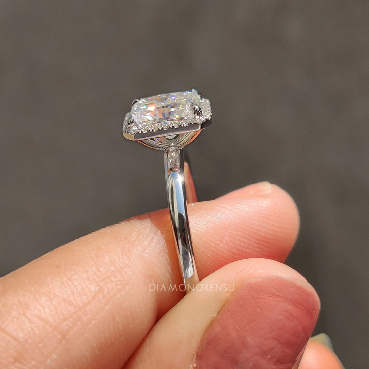 Halo ring setting on a handmade engagement ring by Diamondrensu Australia
