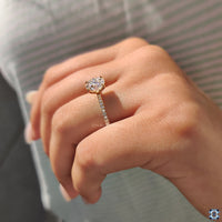 Handmade jewelry with round pave engagement ring design in a claw prong setting