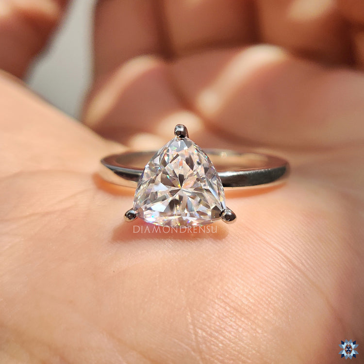 2.03 CT Moissanite Trillion Cut Beautiful Moissanite Solitaire Engagement Ring