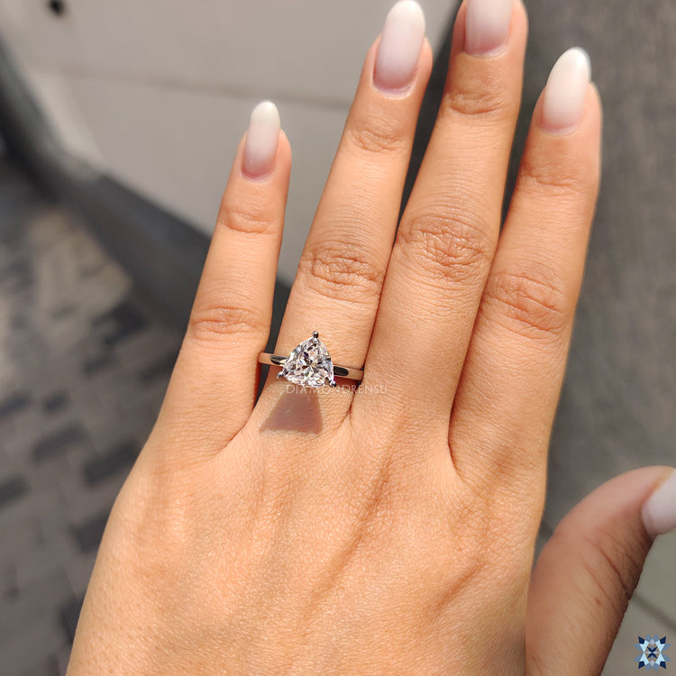 2.03 CT Moissanite Trillion Cut Beautiful Moissanite Solitaire Engagement Ring