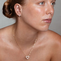 Open Heart Lab-Grown Diamond Stud + Solid Gold Earrings