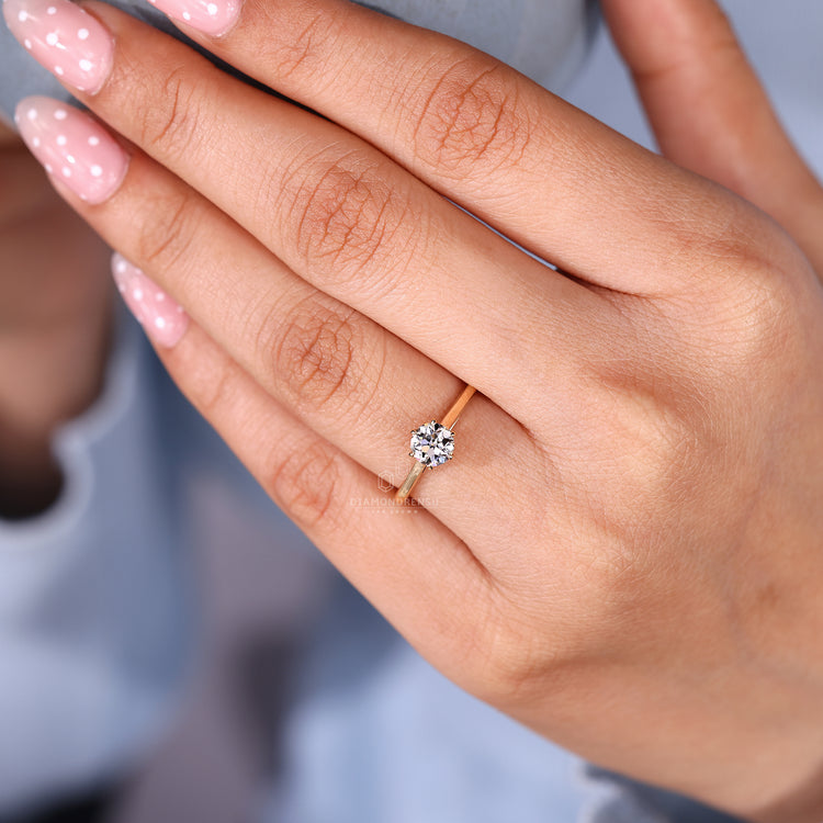 Round Old European Cut Ring cathedral setting style.
