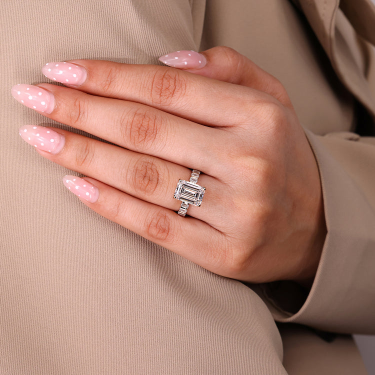 IGI certified Emerald Cut Diamond Engagement Ring.