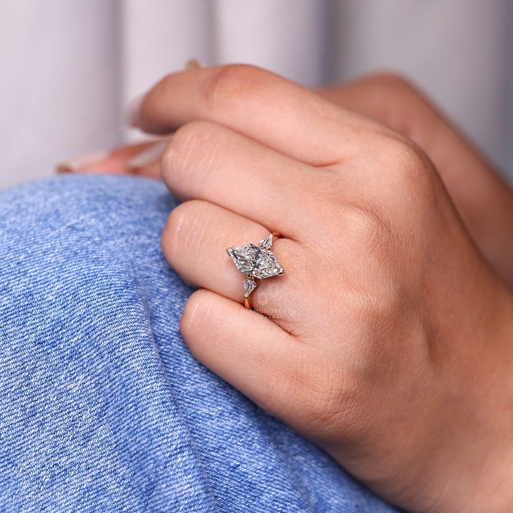 Tapered Shank Ring featuring three lab grown diamonds.