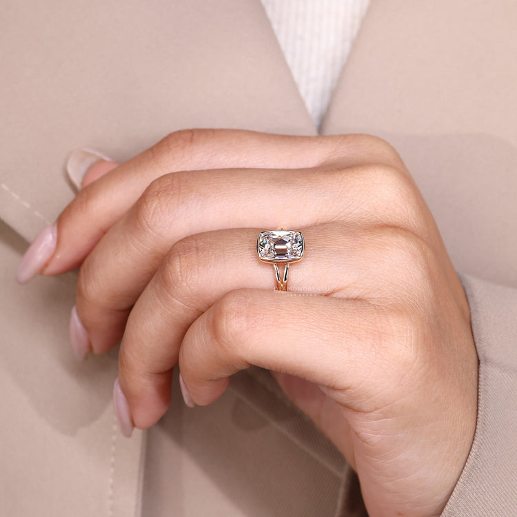 Cushion Old European Cut Ring refined bezel setting.