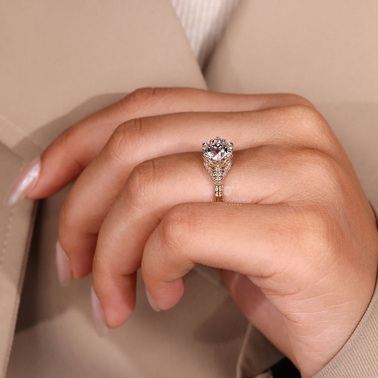 Buy Diamond Ring featuring handmade yellow gold finish.