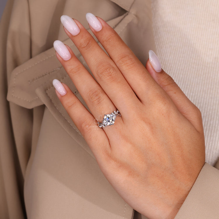 IGI certified nature inspired engagement ring.