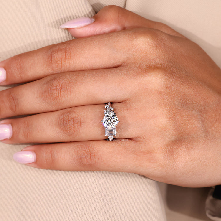 IGI certified round cut diamond engagement ring.