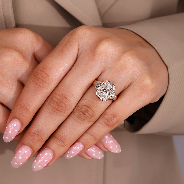 Handmade Cushion Cut Diamond Ring bezel setting.