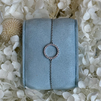 Round Stone Halo Chain Bracelet