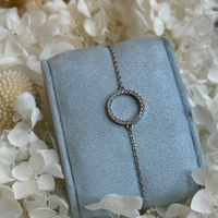Round Stone Halo Chain Bracelet