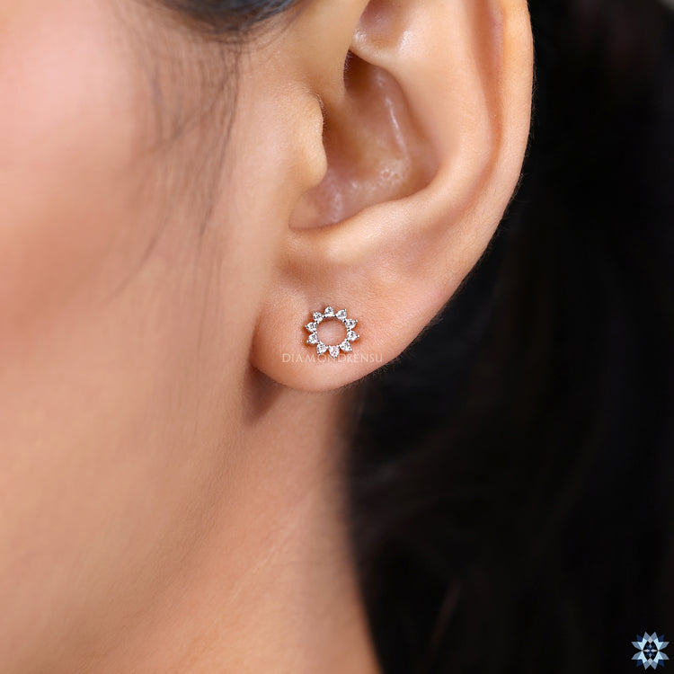 AUSM0241 Lab-Grown Diamond Sun Earrings - 18k White Gold