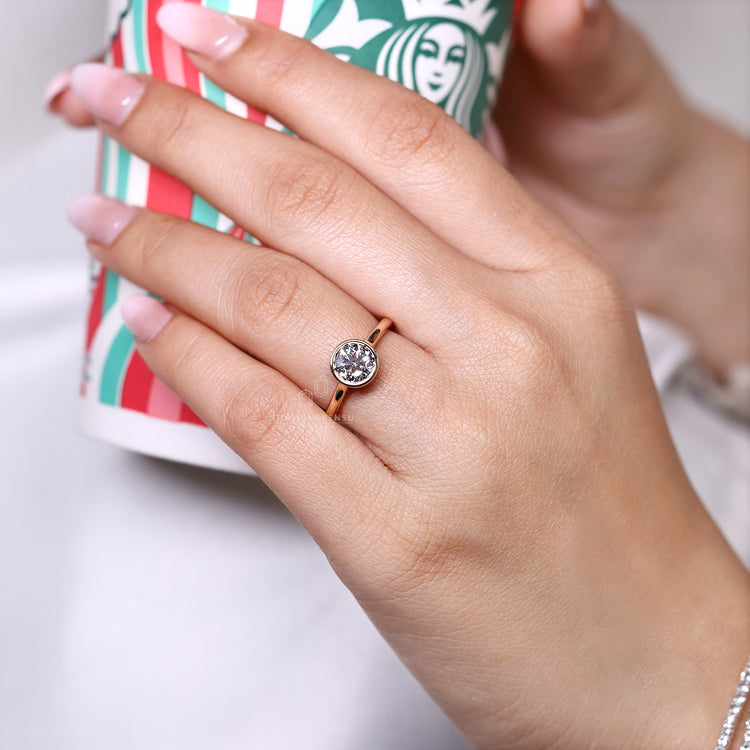 IGI certified Round Old European Cut Lab Grown Diamond ring.