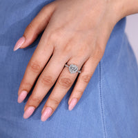 Heart Cut Diamond Ring cathedral four prong style.