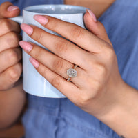 Cushion Cut Diamond Ring cathedral four prong style.