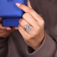 Radiant Cut Diamond Ring bamboo style band.