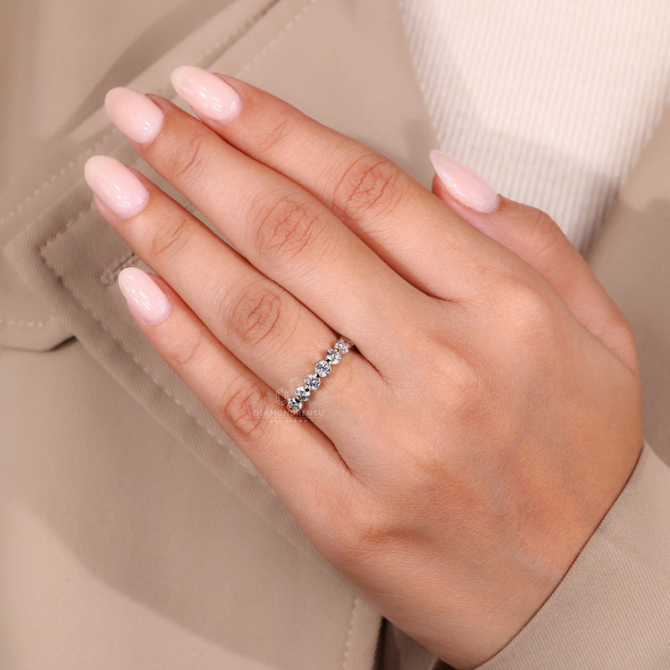 Custom round diamond wedding band.