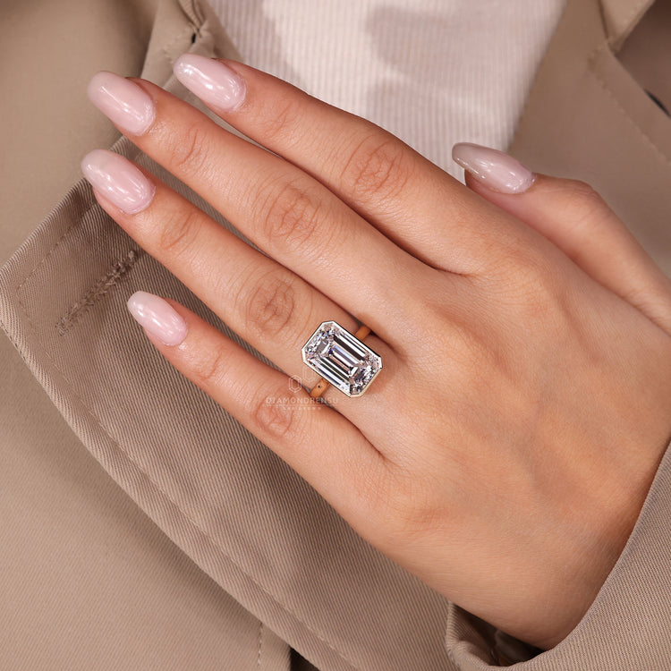 Lab grown diamond emerald cut engagement ring, IGI certified.