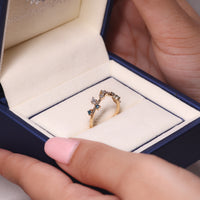 Marquise and Round Band with handmade floral-inspired style.