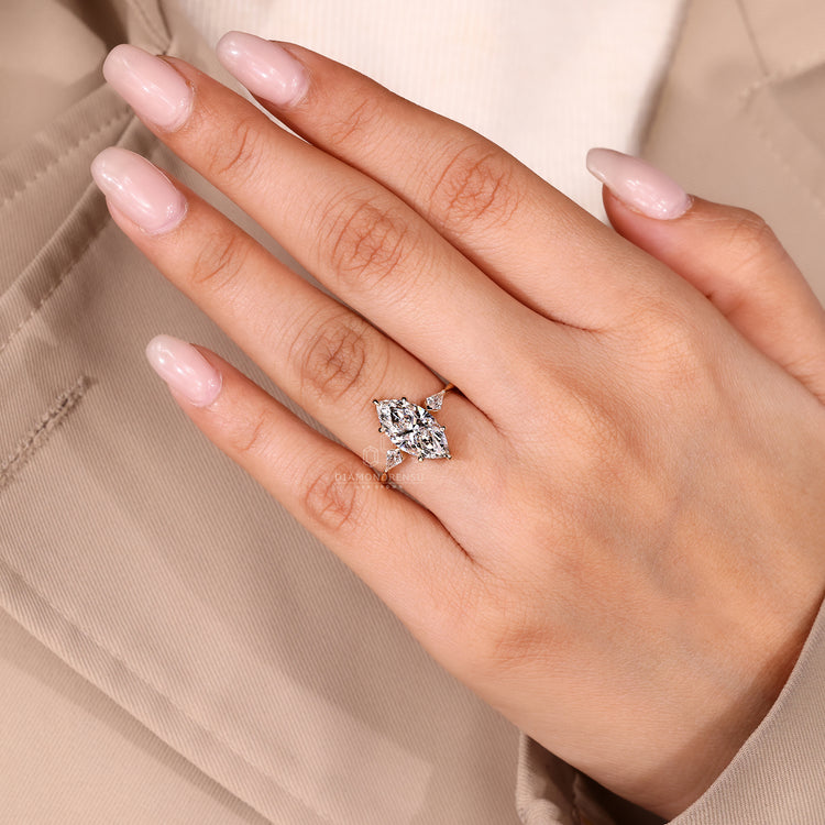 Marquise diamond engagement ring available in every metal.