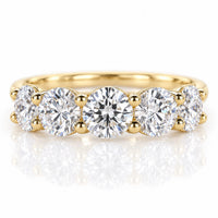 Round Brilliant Lab-Grown Diamond Five Stone Ring 4.12 TCW - 18K Yellow Gold - Size N