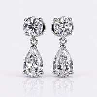Pear and Round Lab-Grown Diamond Dangle Drop Earrings - 1.89 TCW - 10k White Gold