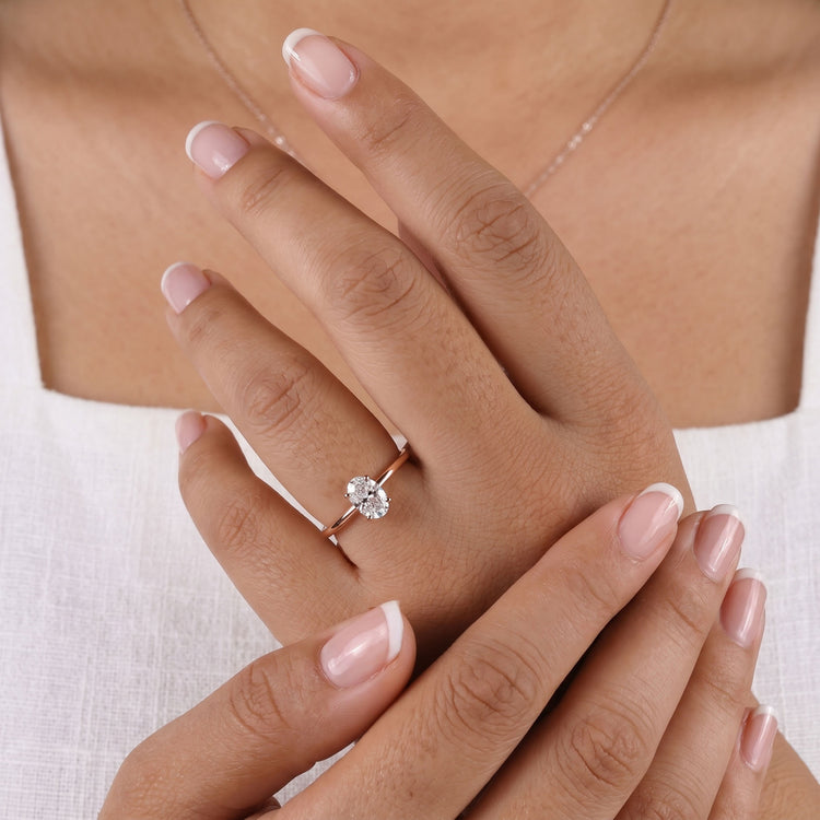 Oval Cut Lab-Grown Diamond Solitaire Ring 0.5CT - 10K Rose Gold - SIZE L.5