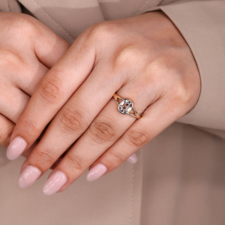 Cushion Old Mine Cut Ring elegant split shank.