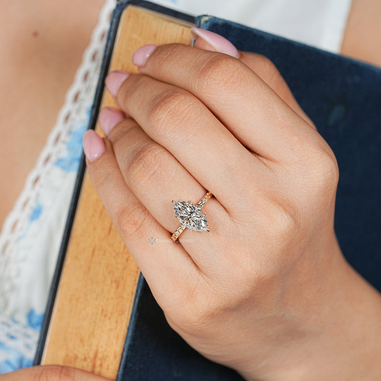 Art Deco marquise diamond solitaire ring.