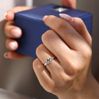 Handmade Round Old European Cut Ring nature inspired design.